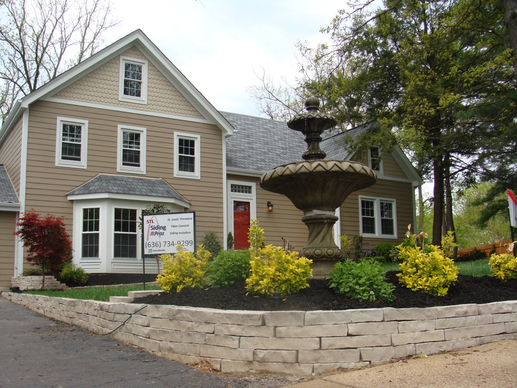 James Hardie Khaki Brown Siding with Fish Scale Shingles on Gables